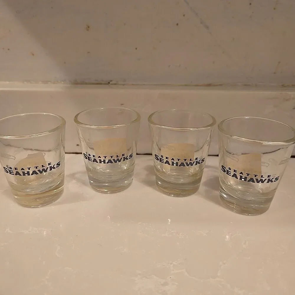 Seattle Seahawks Shot Glasses 4pc Brand Logo 2oz NFL Football Barware Gameday
